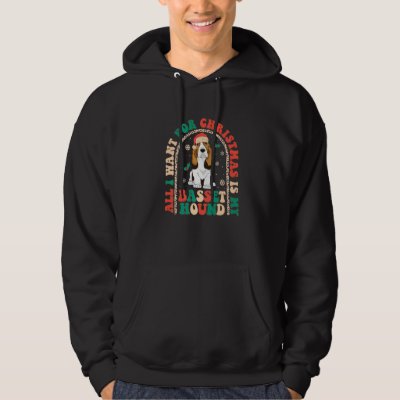 Retro All i want for Christmas is my Basset Hound  Hoodie