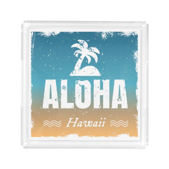 Retro Aloha Hawaii Acrylic Tray (Front)