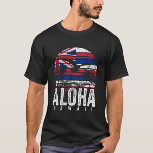 Retro Aloha Hawaii Flag Hawaiian Island Vintage Me T_Shirt