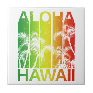 Retro Aloha Hawaii Islands Ceramic Tile