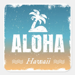 Retro Aloha Hawaii Square Sticker