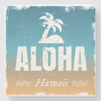 Retro Aloha Hawaii Stone Coaster