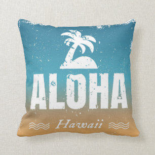 Retro Aloha Hawaii Throw Pillow