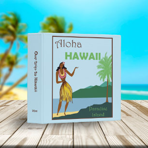 Retro Aloha Hawaii Travel Poster Scrapbook 3 Ring Binder