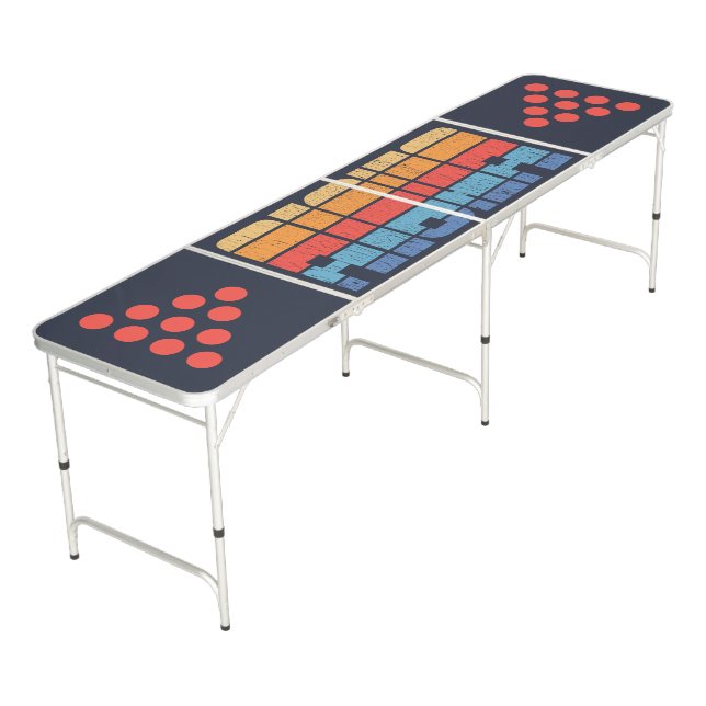 Retro Aloha Palm Beach House Beer Pong Table (Angled)