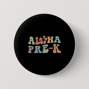 Retro Aloha Pre-k Teacher Summer Vacation Beach Ha Button