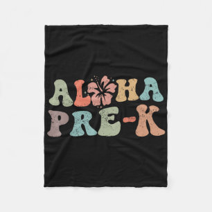 Retro Aloha Pre-k Teacher Summer Vacation Beach Ha Fleece Blanket