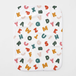 retro alphabet soup baby burp cloth