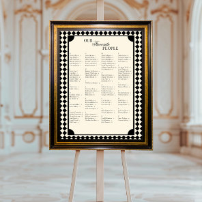 Retro Alphabetical Wedding Seating Chart Poster