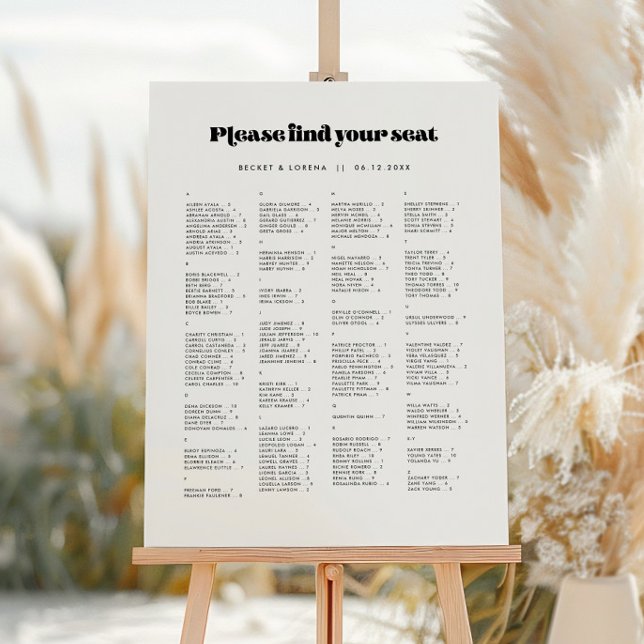 Retro Alphabetical Wedding Seating Chart Sign (Creator Uploaded)