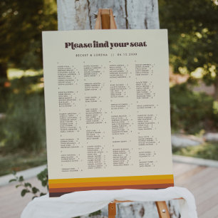 Retro Alphabetical Wedding Seating Chart Sign