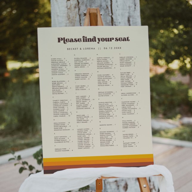 Retro Alphabetical Wedding Seating Chart Sign (Creator Uploaded)