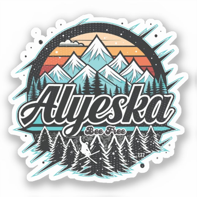 Retro Alyeska Ski Sticker (Front)