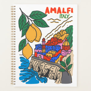 Retro Amalfi Italy Mediterranean Art Handdrawn Planner
