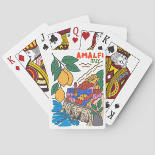 Retro Amalfi Italy Mediterranean Art Handdrawn Poker Cards