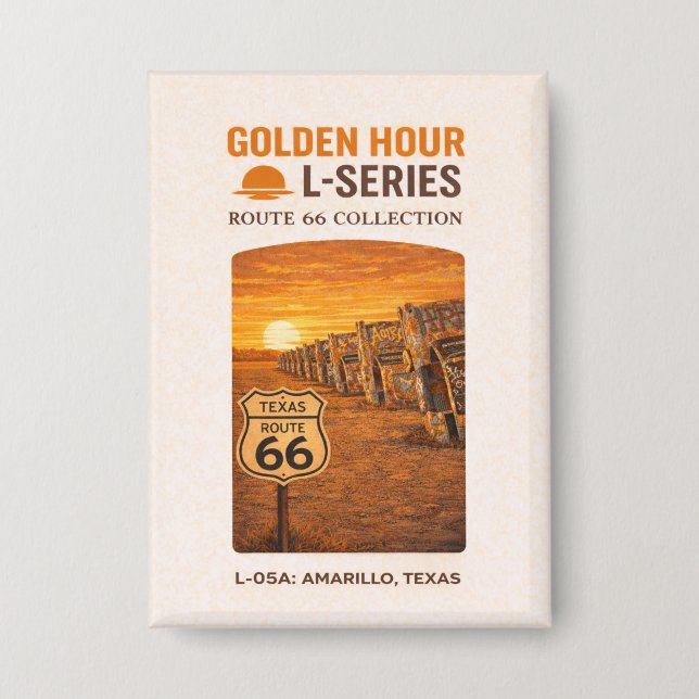 Retro Amarillo Texas Route 66 Landmark Button (Front)