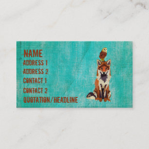 Retro Amber Fox & Owl Business Card