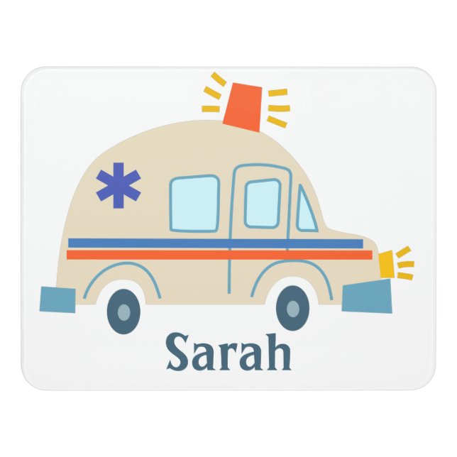 Retro ambulance emergency vehicle siren lights  door sign (Contemporary Front)