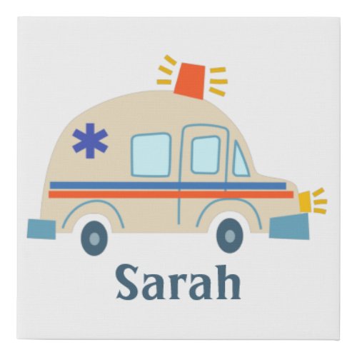 Retro ambulance emergency vehicle siren lights  faux canvas print