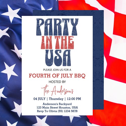 Retro America 4th of July BBQ Party Invitation