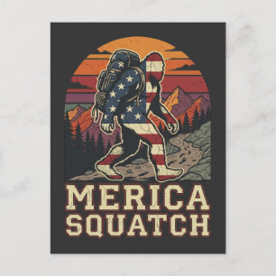 Retro American Bigfoot Sasquatch Nature  Postcard