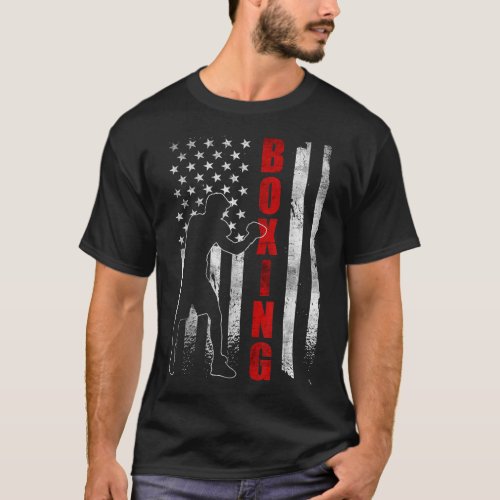 Retro American Boxing Apparel US Flag Boxer  T_Shirt