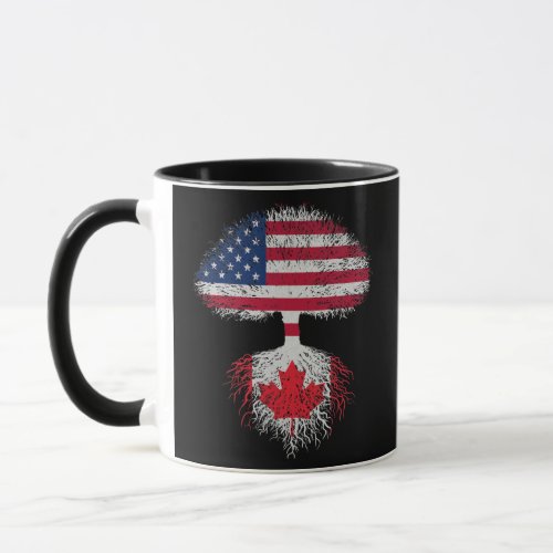 Retro American Canadian Flag Tree Roots Canada Mug
