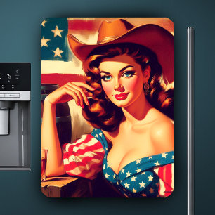 Retro American Cowgirl Pinup Magnet