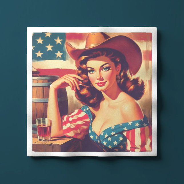 Retro American Cowgirl Pinup Napkins (Creator Uploaded)