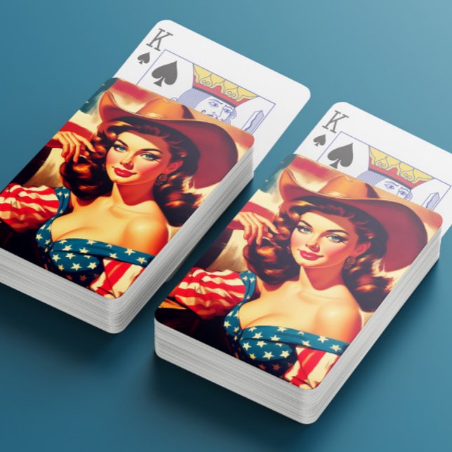 Retro American Cowgirl Pinup Poker Cards (Creator Uploaded)