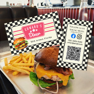 retro American diner 1960 1950s milkshake Business Card