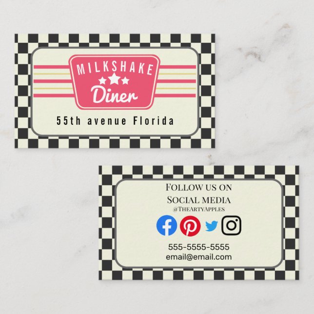 retro American diner 1960 1950s milkshake Business Card (Front/Back)