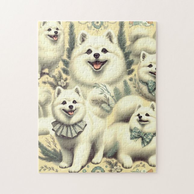 Retro American Eskimo Illustration Jigsaw Puzzle
