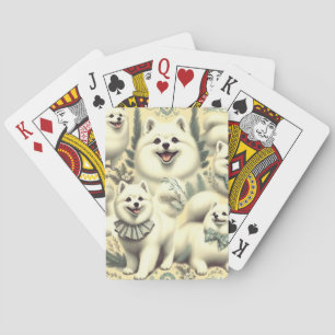 Retro American Eskimo Illustration Poker Cards