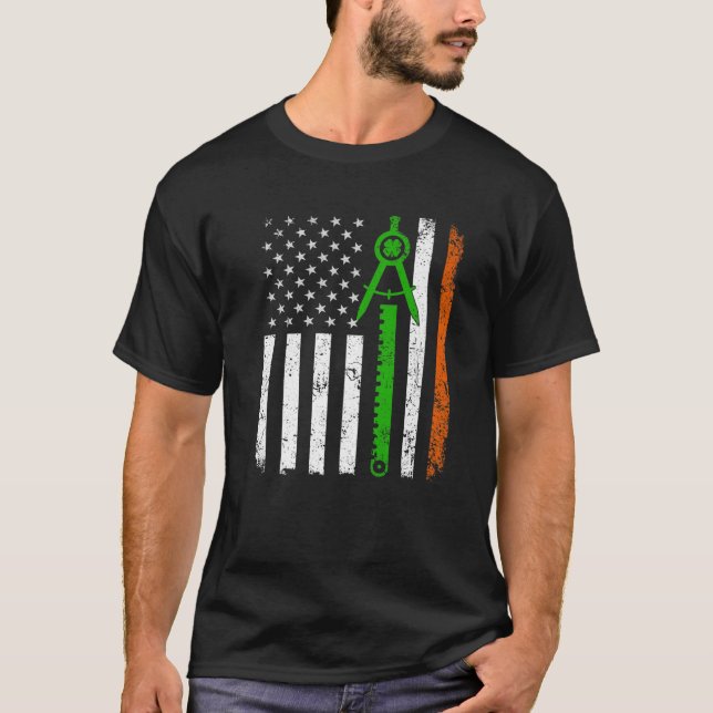 Retro American Flag Architect St Patricks Day Sham T-Shirt (Front)