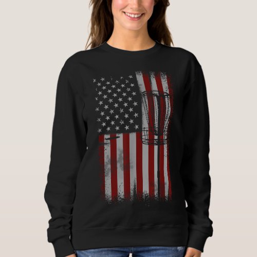 Retro American Flag Disc Golf Gift for Men Disc Go Sweatshirt