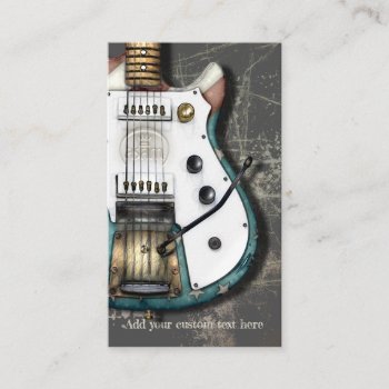 Retro American Flag Electric Guitar Business Card by CasamsMusicMachine at Zazzle