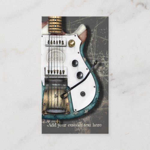 Retro American Flag Electric Guitar Business Card