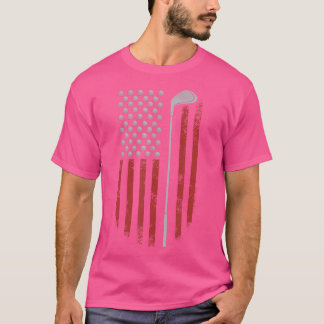 Retro American Flag Golf For Golfer Funny Golf Clu T-Shirt