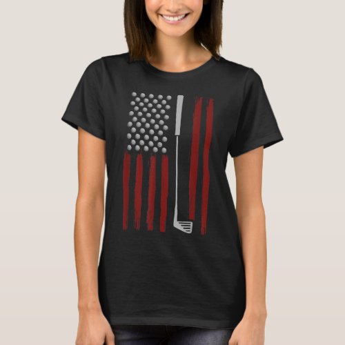 Retro American Flag Golf Gift for Golfer Funny Gol T_Shirt