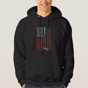 Retro American Flag Golf Golfer Funny Golf Club Hoodie
