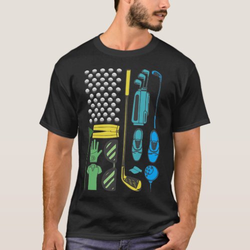 Retro American flag golf T_Shirt