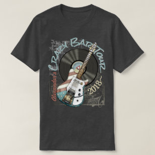 Retro American Flag Guitar And Vinyl Record T-Shirt