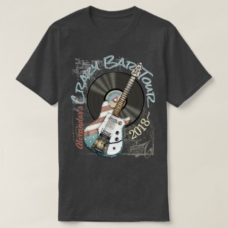Retro American Flag Guitar And Vinyl Record T-shirt
