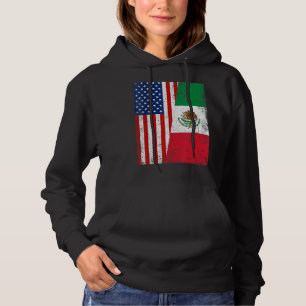 Retro American Flag & Mexico Flag Patriotic 1 Hoodie
