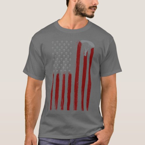 Retro American Flag Parachute Gift for Skydiver Sk T_Shirt