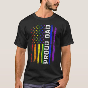 Retro American Flag Proud Dad Lgbt Gay Pride Free T-Shirt