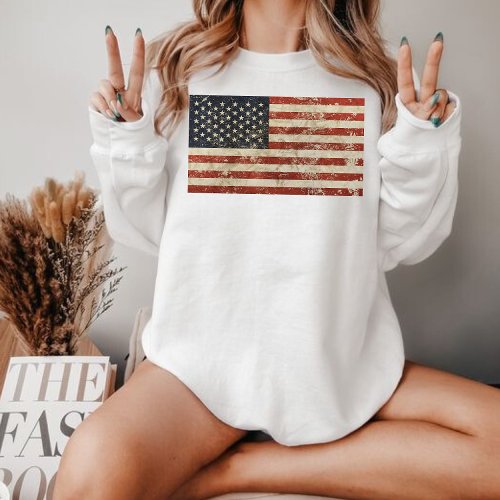 Retro American Flag Sweatshirt Vintage USA Flag Sweatshirt