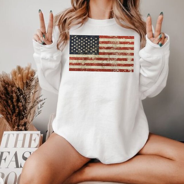 Retro American Flag Sweatshirt, Vintage USA Flag Sweatshirt (Creator Uploaded)