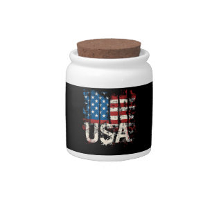Retro American Flag USA 4th of July Candy Jar